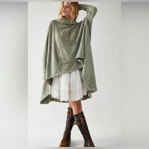 Free People Extreme Washed Hoodie Cloak Black Size S